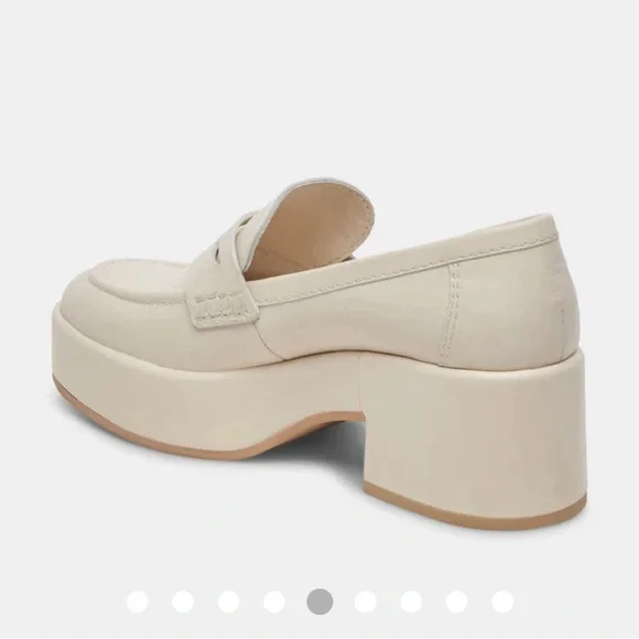 New! Dolce Vita Yanni Platform Leather Penny Loafer Cream - Picture 5 of 12